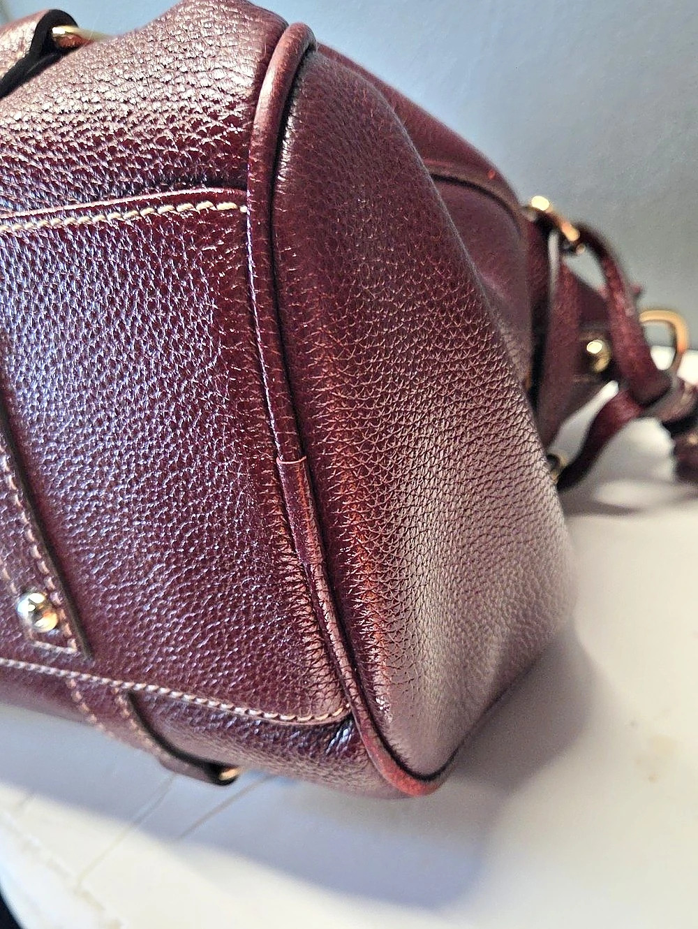 Dooney & Bourke City Barlow Satchel Burgundy Leather - Picture 8 of 11